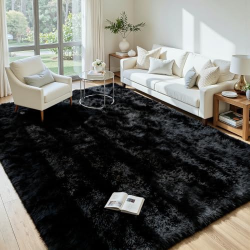 Save 50% on 5x7 Fluffy Black Shag Area Rug with Code - Image 2
