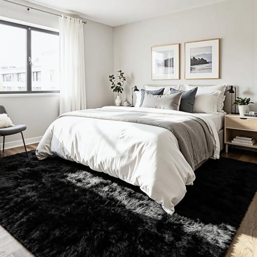 Save 50% on 5x7 Fluffy Black Shag Area Rug with Code - Image 4