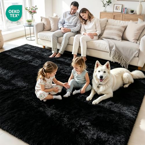 Save 50% on 5x7 Fluffy Black Shag Area Rug with Code - Image 5