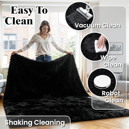 Save 50% on 5x7 Fluffy Black Shag Area Rug with Code - Image 7