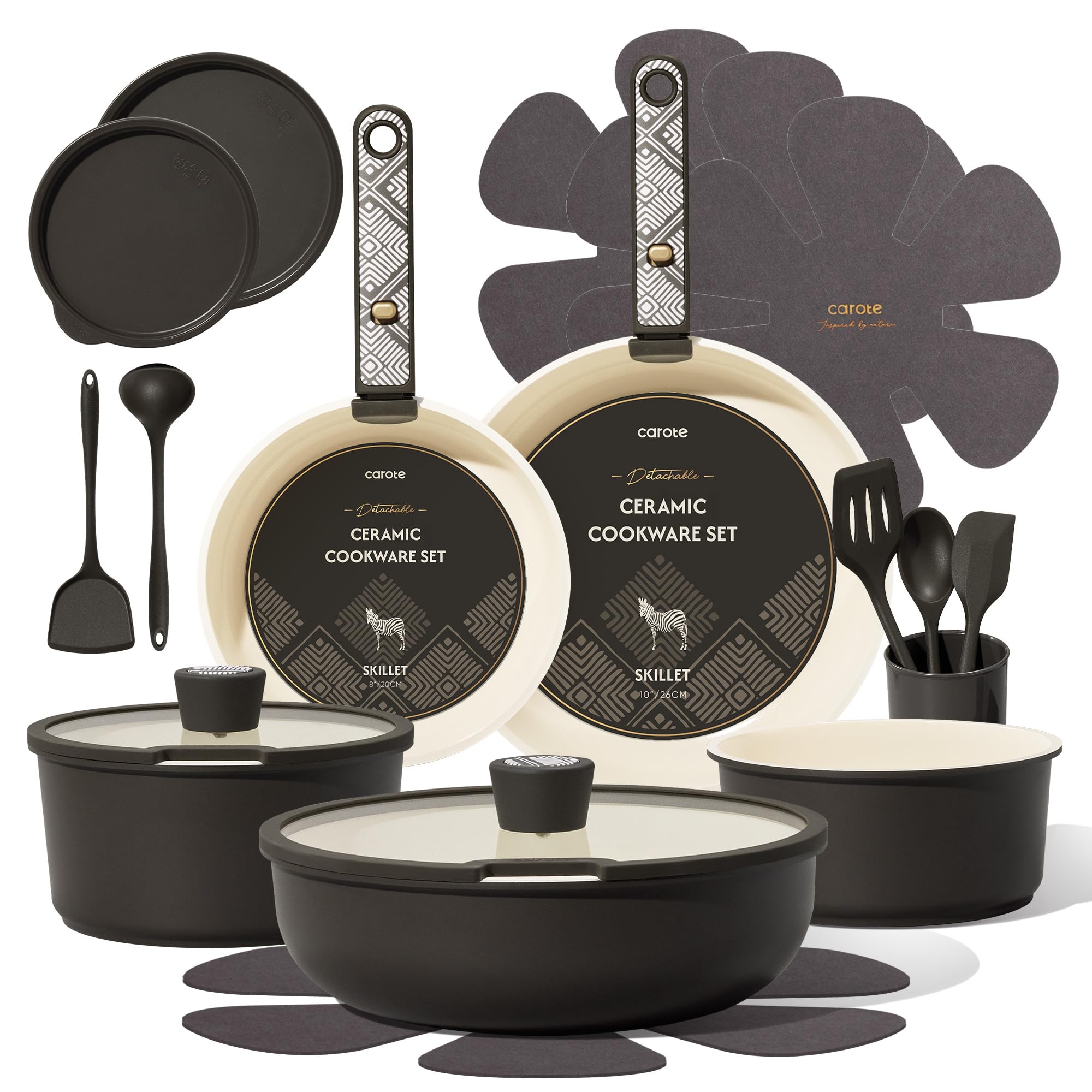 48% Off CAROTE 21-Piece Ceramic Cookware Set, Nonstick - Image 1