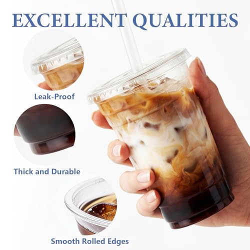 15% Off 100-Pack 20 oz Clear Plastic Cups with Lids & Straws - Image 5