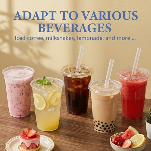 15% Off 100-Pack 20 oz Clear Plastic Cups with Lids & Straws - Image 6