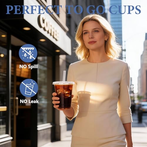 15% Off 100-Pack 20 oz Clear Plastic Cups with Lids & Straws - Image 7
