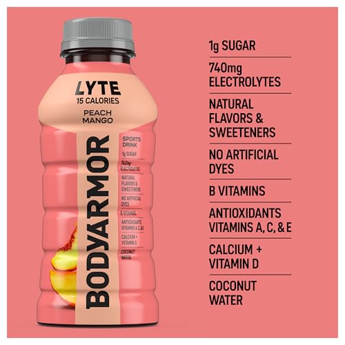 BODYARMOR LYTE Peach Mango 8 Pack - Low Calorie Hydration Drink - Image 7