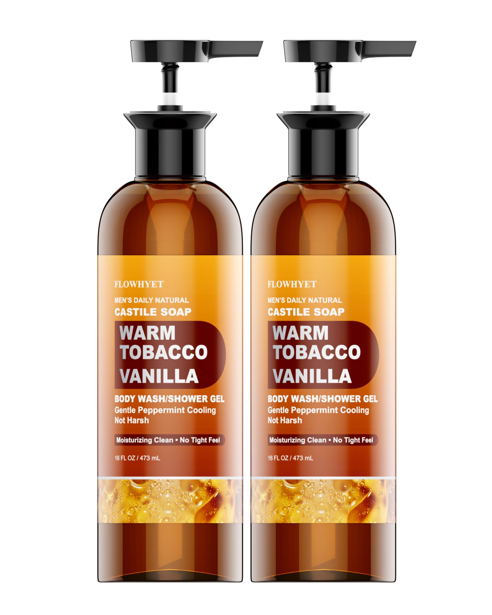 50% Off: FLOWHYET Men's Natural Vanilla Tobacco Castile Body Wash 2-Pack - Image 1