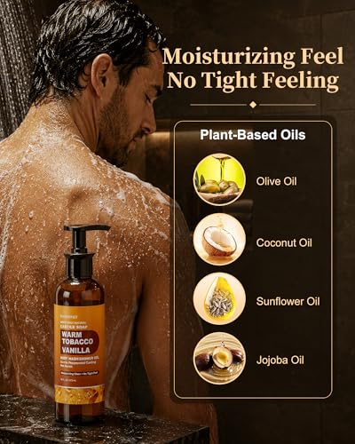 50% Off: FLOWHYET Men's Natural Vanilla Tobacco Castile Body Wash 2-Pack - Image 4