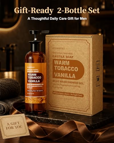 50% Off: FLOWHYET Men's Natural Vanilla Tobacco Castile Body Wash 2-Pack - Image 7