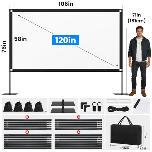 Save 20% on 120in Portable Projector Screen with Stand - Image 5