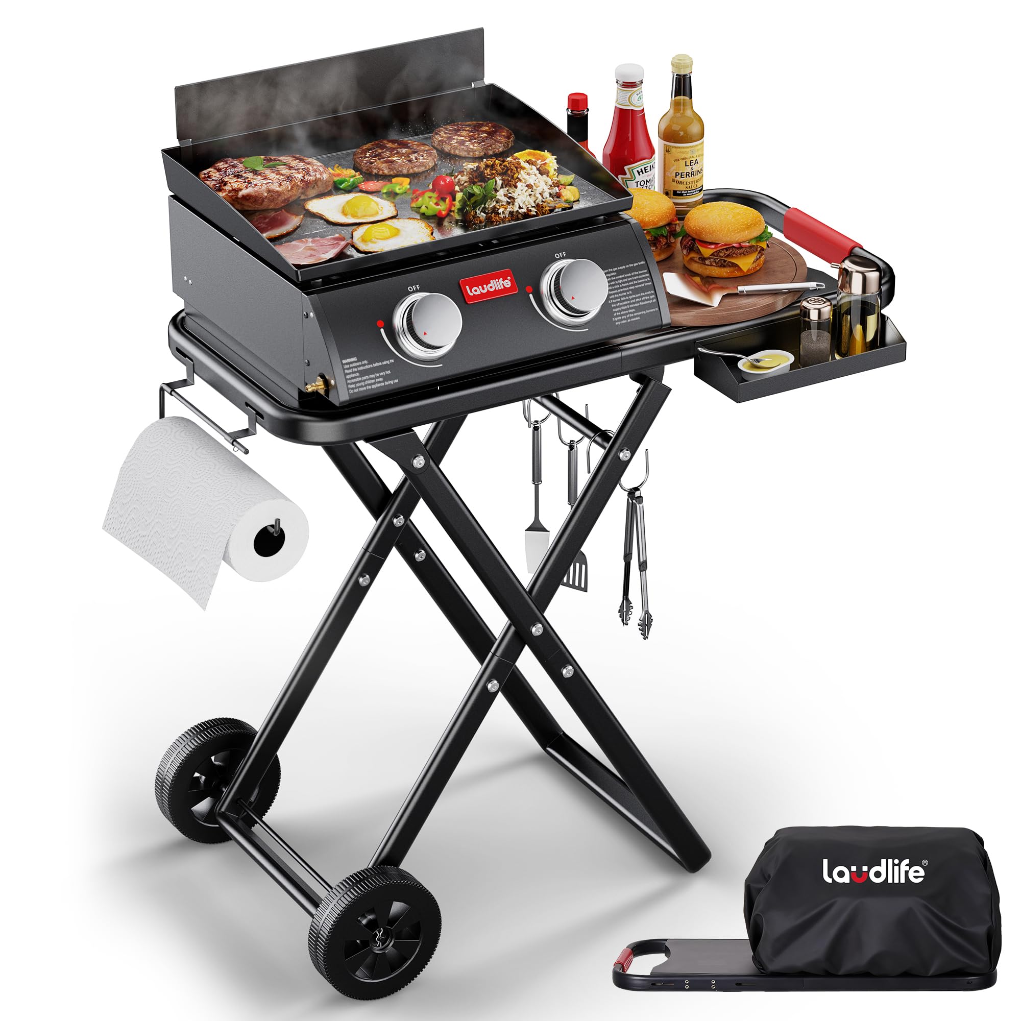 50% Off LAUDLIFE Portable Gas Griddle with Collapsible Stand