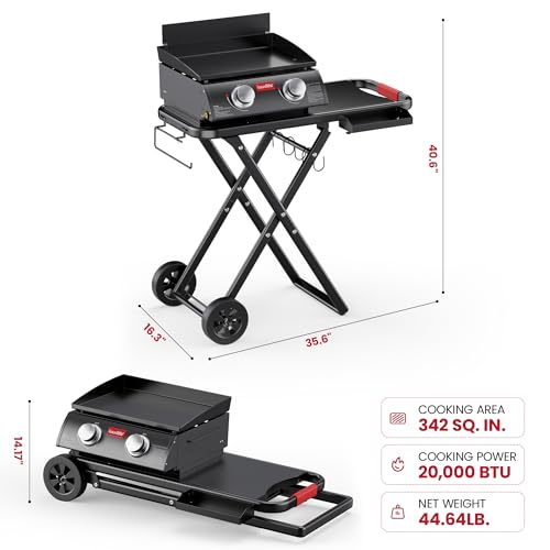 50% Off LAUDLIFE Portable Gas Griddle with Collapsible Stand - Image 3