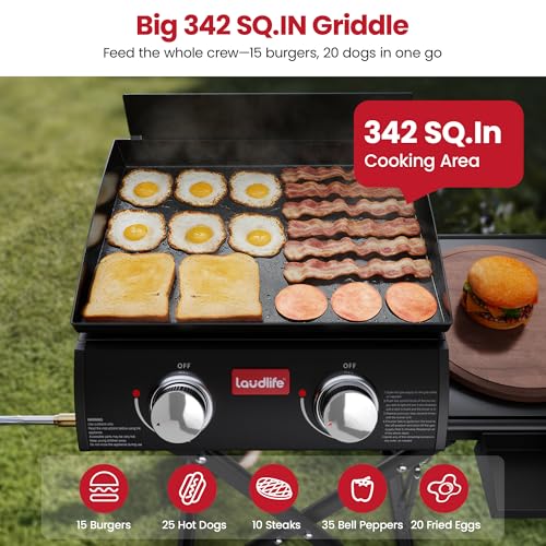 50% Off LAUDLIFE Portable Gas Griddle with Collapsible Stand - Image 5
