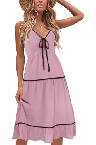 40% Off ECOWISH Women's Tie Front Midi Dress - Use Code - Image 2