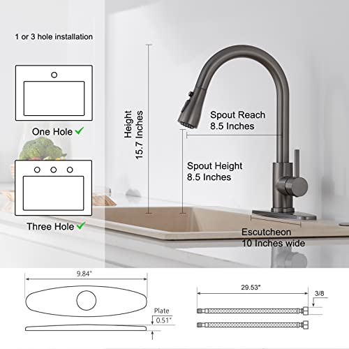 Save 19% on Matte Gray Pull-Down Kitchen Faucet - Image 3