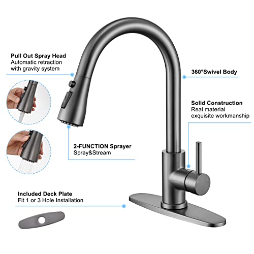 Save 19% on Matte Gray Pull-Down Kitchen Faucet - Image 4