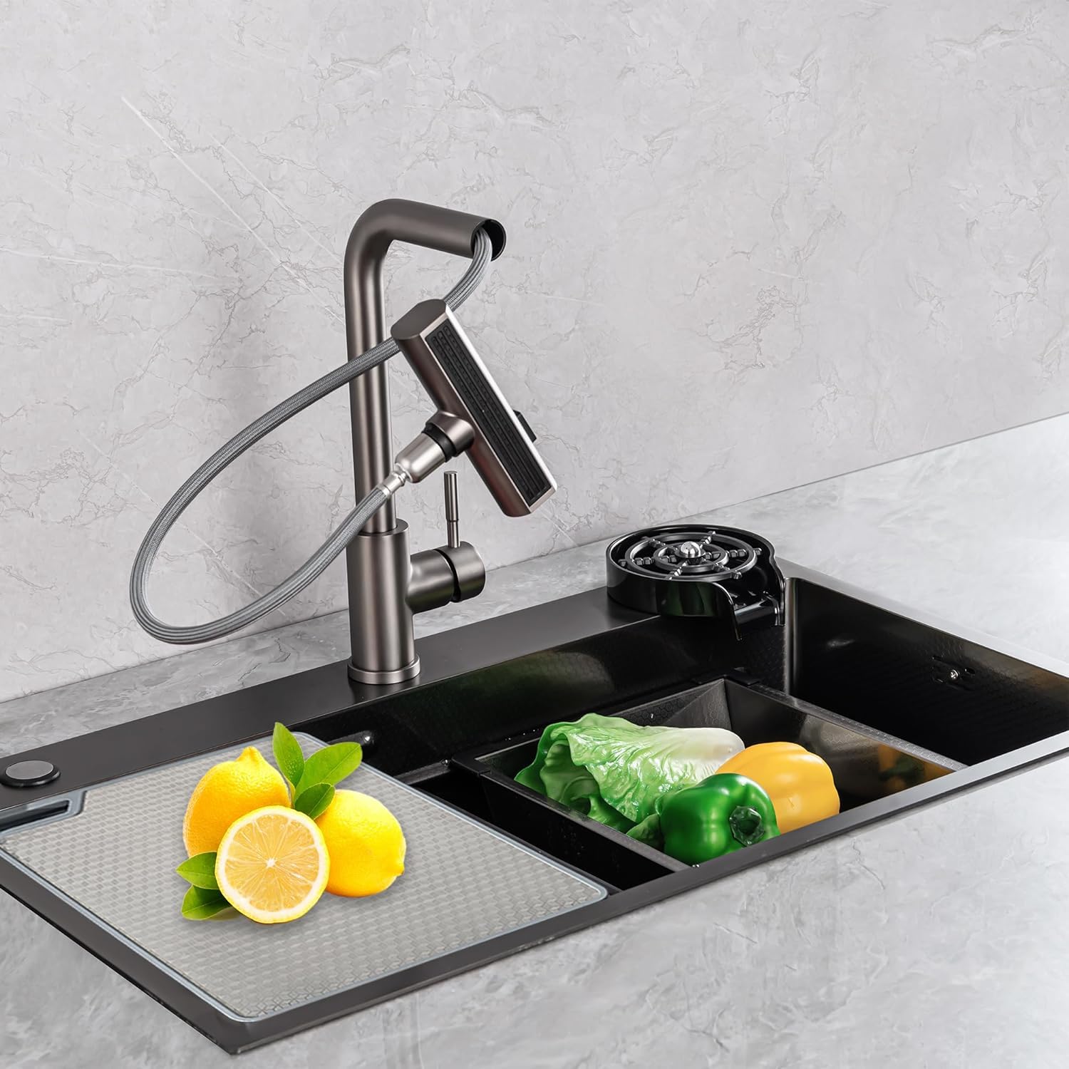 50% Off 32" Black Workstation Kitchen Sink with Faucet