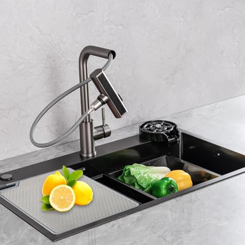 50% Off 32" Black Workstation Kitchen Sink with Faucet - Image 2