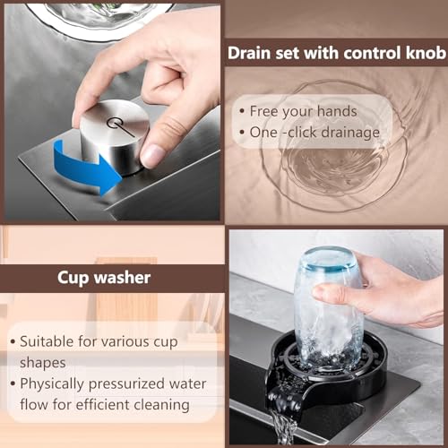 50% Off 32" Black Workstation Kitchen Sink with Faucet - Image 6