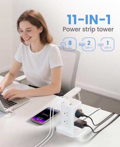 5% Off Power Strip Tower with Surge Protector & 20W USB-C - Image 4