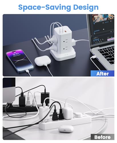 5% Off Power Strip Tower with Surge Protector & 20W USB-C - Image 7