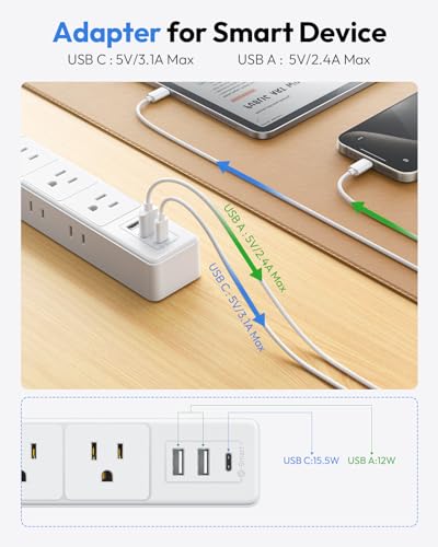 NTONPOWER 10ft Flat Extension Cord with 9 Charging Ports - Image 5