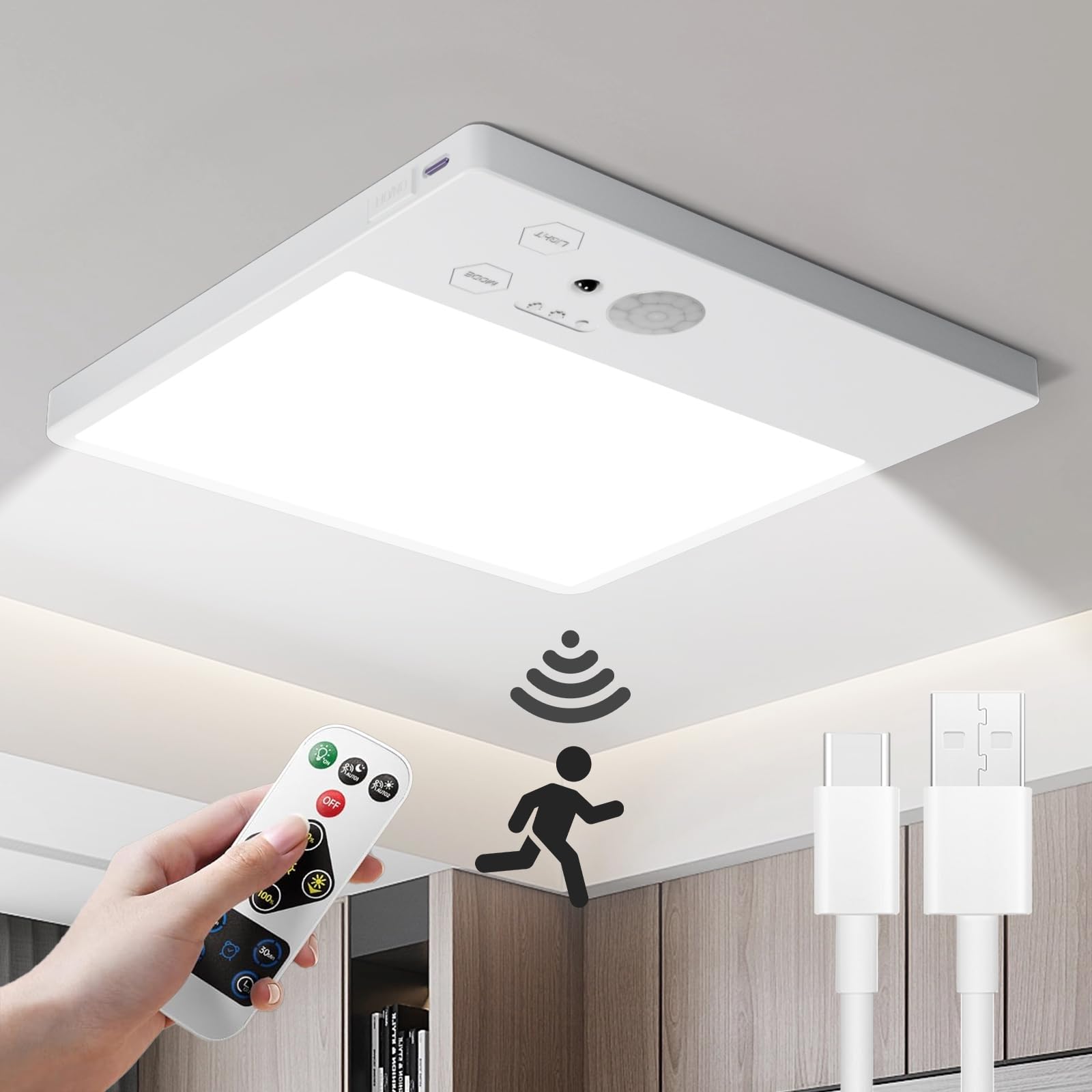 14.44 with Code 2TG9NGLA: Rechargeable Motion Sensor Ceiling Light - Image 1
