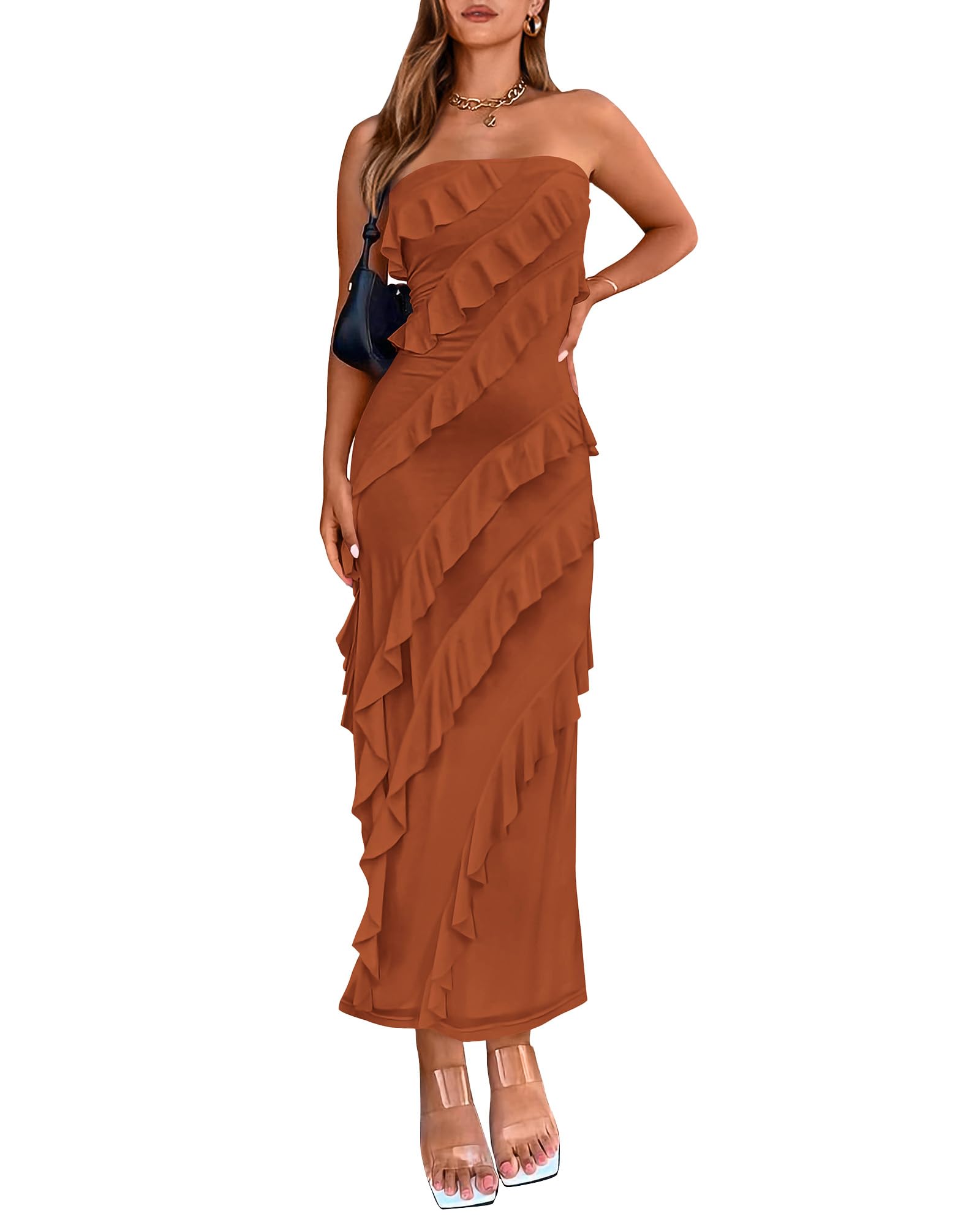 Z3UKOLP6: 60% Off BTFBM Strapless Midi Dress - Image 1