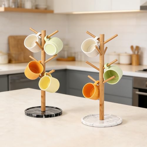 50% Off: Bamboo Mug Holder with 8 Hooks & Marble Base - Image 6