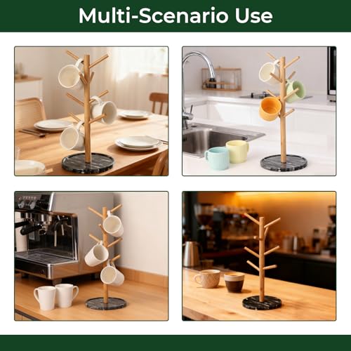 50% Off: Bamboo Mug Holder with 8 Hooks & Marble Base - Image 7