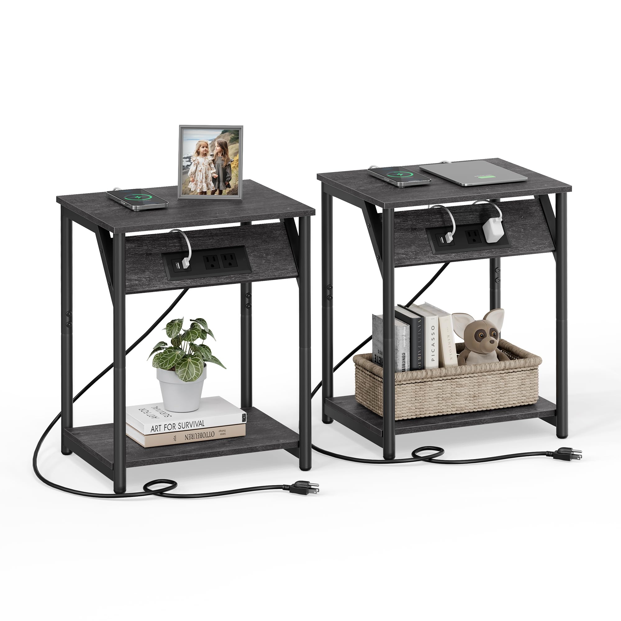 48% Off VASAGLE End Table Set with Charging Station