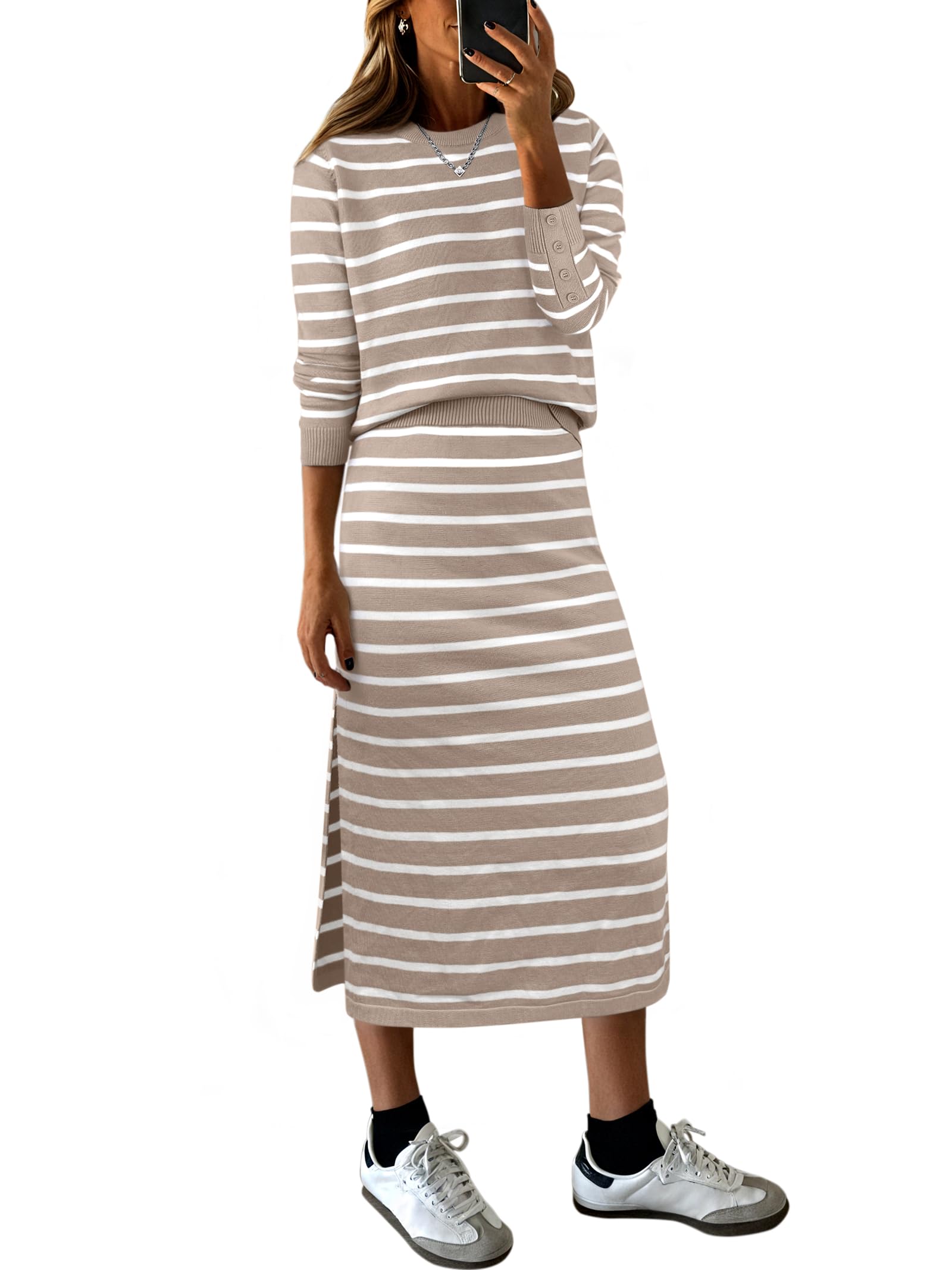 Save 32% on ANRABESS Women's Knit Sweater Skirt Set - Image 1