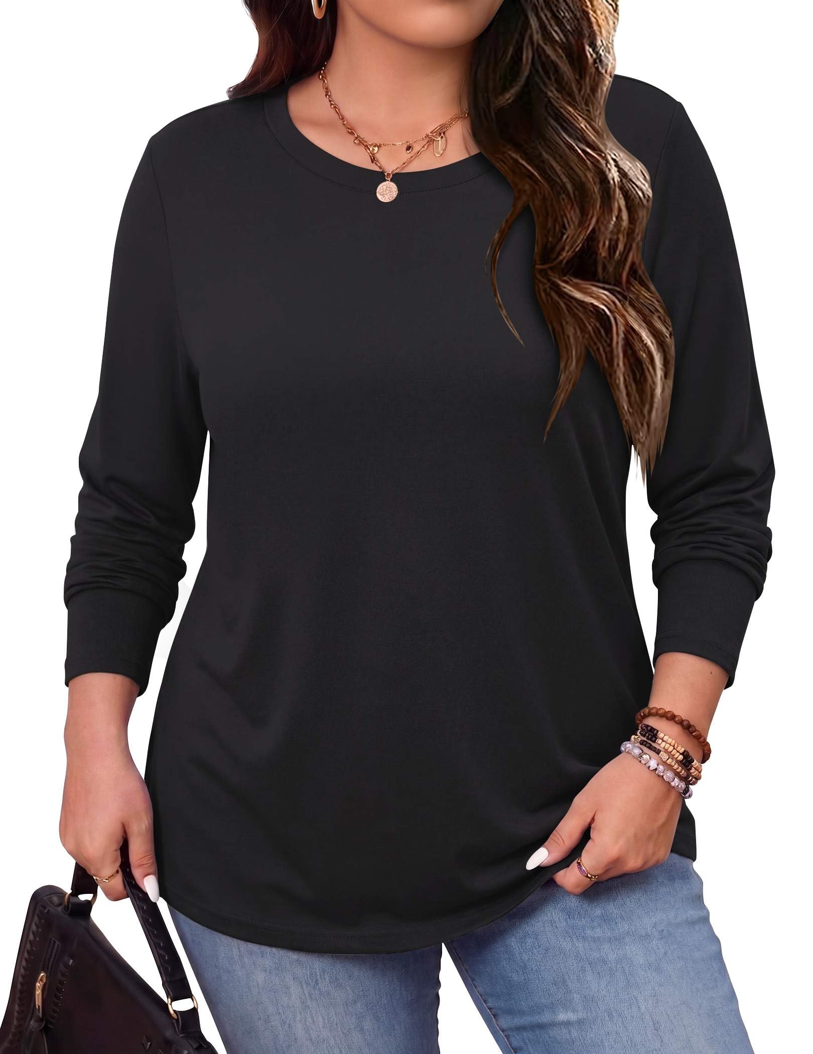 50% Off IN'VOLAND Plus Size Long Sleeve Tee – Use Code NF6YATUY