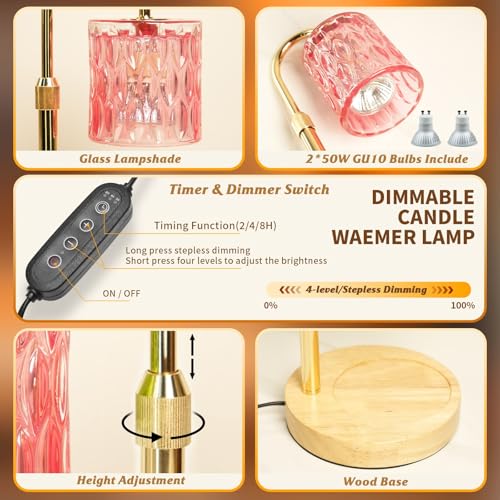 50% Off Pink Candle Warmer Lamp - Timer, Dimmable, Great Gift - Image 4