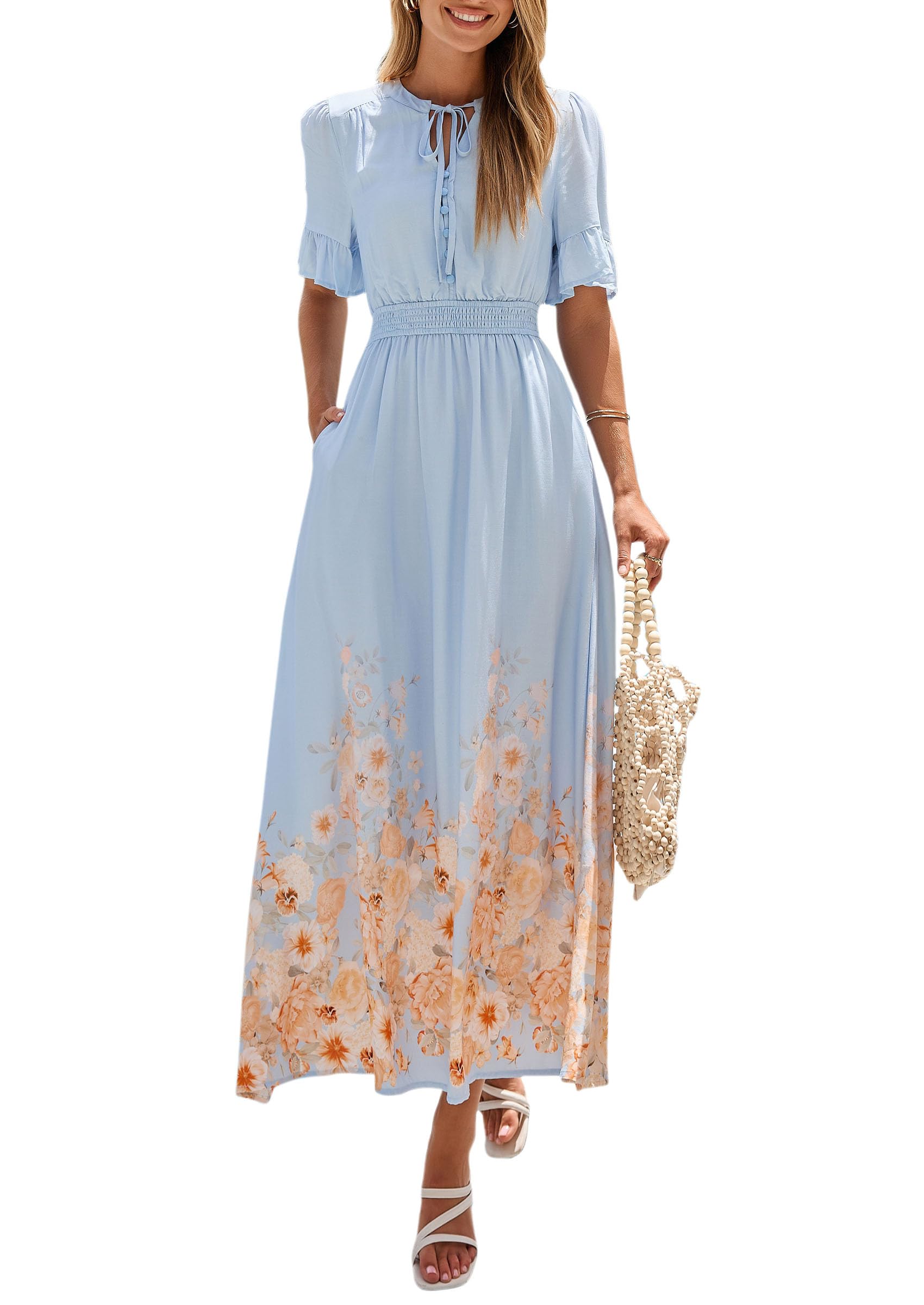 5% Off PRETTYGARDEN Boho Floral Maxi Dress for Women