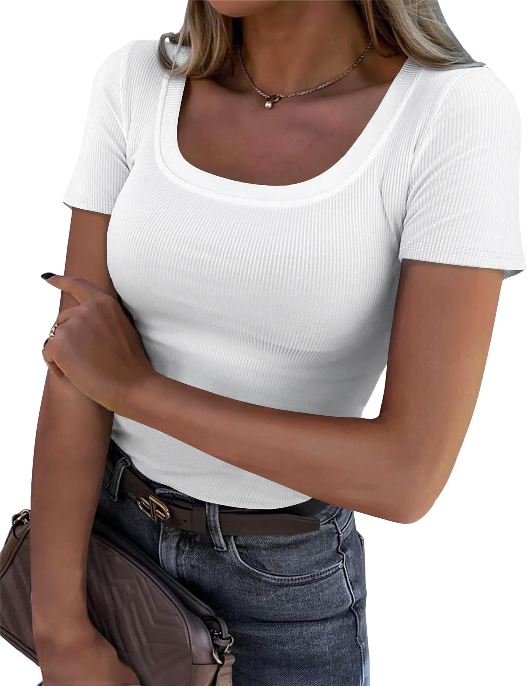 13% Off C.O.Z.Y Women's Ribbed Scoop Neck Tee, Use Code at Checkout