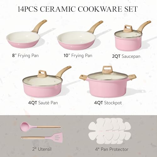 43% Off CAROTE 14-Piece Ceramic Cookware Set - Image 3
