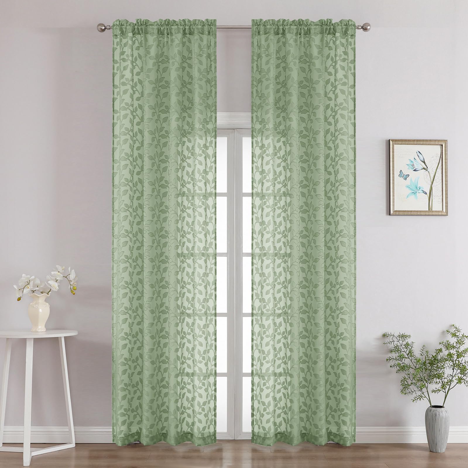 50% Off Chyhomenyc Sage Green Sheer Curtains 96 Inch