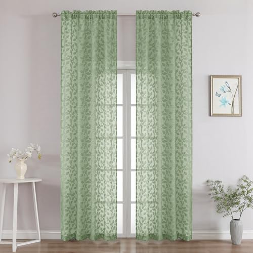 50% Off Chyhomenyc Sage Green Sheer Curtains 96 Inch - Image 2