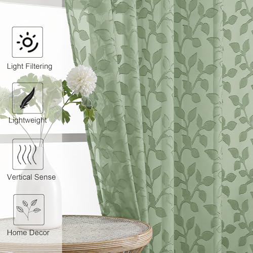 50% Off Chyhomenyc Sage Green Sheer Curtains 96 Inch - Image 7