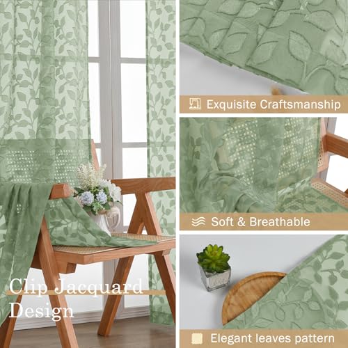 50% Off Chyhomenyc Sage Green Sheer Curtains 96 Inch - Image 8