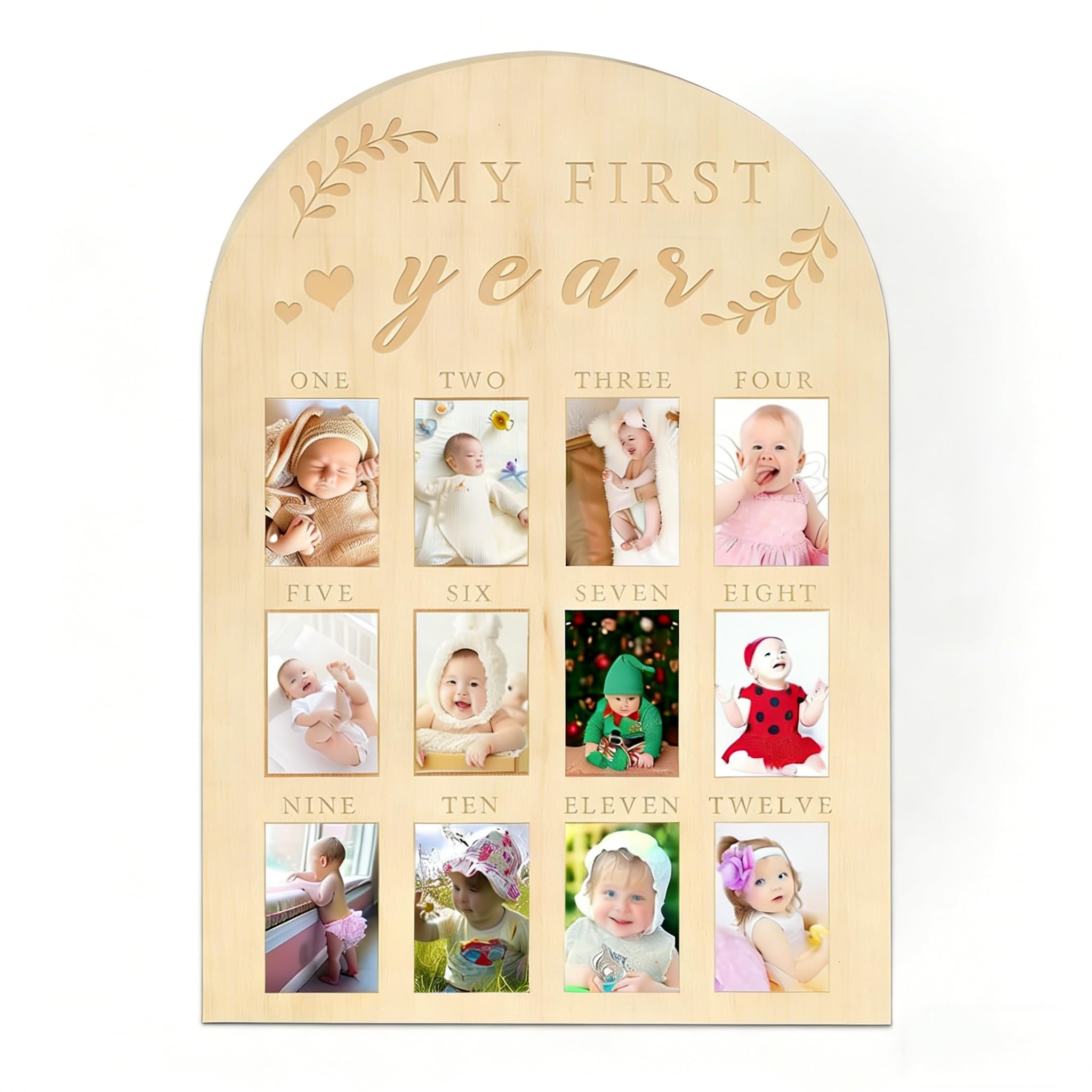 Capture Baby's First Year with This Natural Wood Photo Board at a Discount