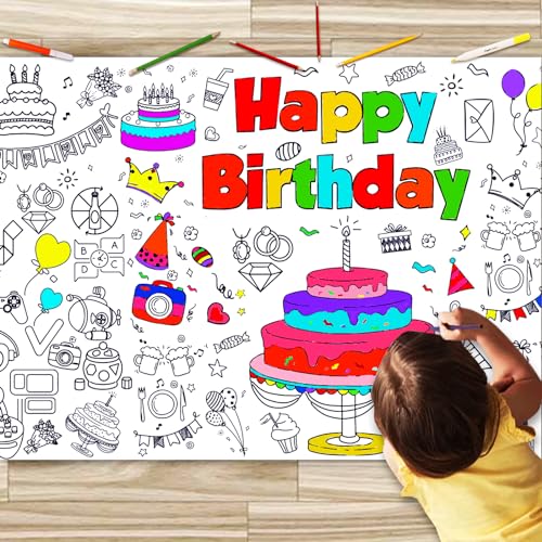 JUNQIU Giant Birthday Coloring Tablecloth - Save with Code - Image 2