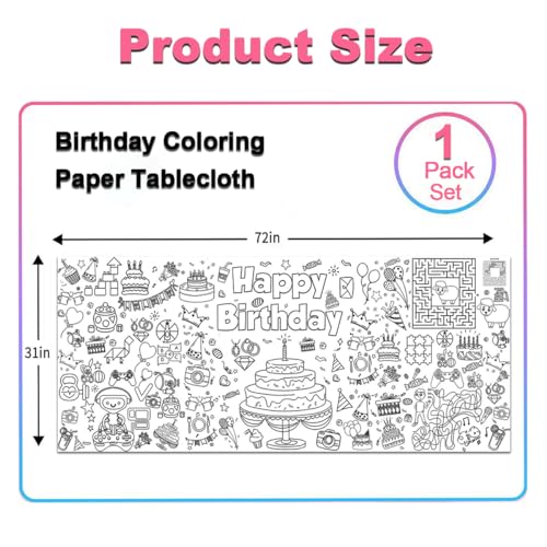 JUNQIU Giant Birthday Coloring Tablecloth - Save with Code - Image 3