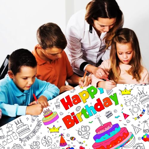 JUNQIU Giant Birthday Coloring Tablecloth - Save with Code - Image 4