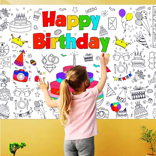 JUNQIU Giant Birthday Coloring Tablecloth - Save with Code - Image 7