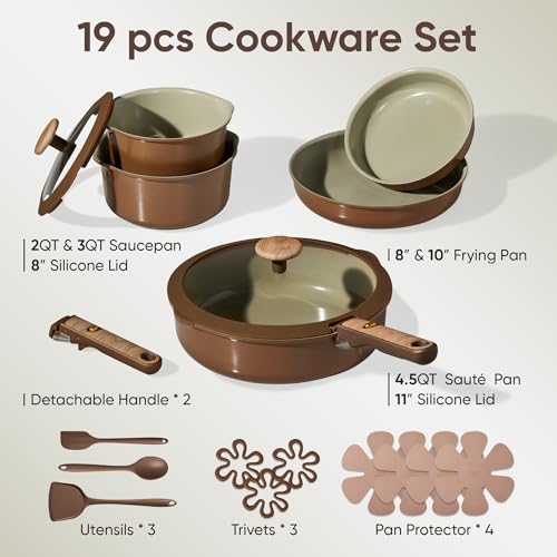 50% Off CAROTE 19-Piece Ceramic Cookware Set - Image 3