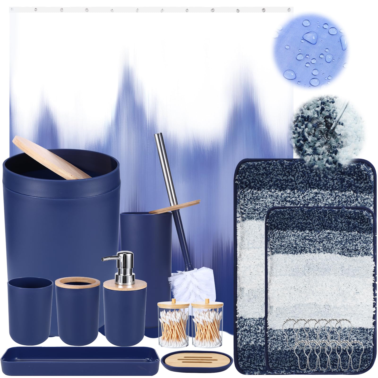 50% Off iMucci 10-Piece Navy Blue Bathroom Accessories Set
