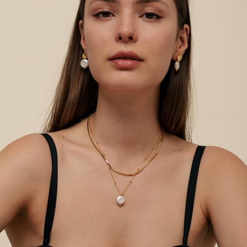 Baroque Pearl Drop Earrings for Women - 18k Gold Plated Deal - Image 4