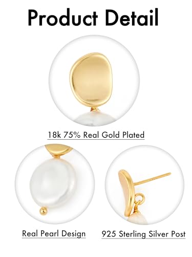 Baroque Pearl Drop Earrings for Women - 18k Gold Plated Deal - Image 6