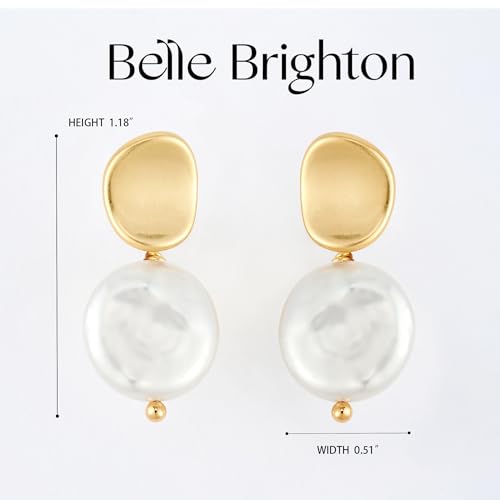 Baroque Pearl Drop Earrings for Women - 18k Gold Plated Deal - Image 7